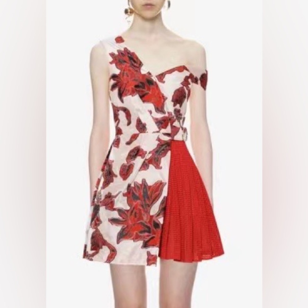 Self-Portrait Filcoupe Asymmetric Mini Dress